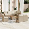 vidaXL 9 Piece Patio Sofa Set with Cushions Beige Poly Rattan - Beige and Cream With Table - 2 of 4