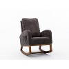 Modern High Back Armchair Rocking Chair, Upholstered Glider Chair With Side Pocket, Wooden Nursery Rocking Chairs - 3 of 4