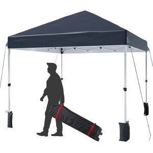 Instant Pop Up Canopy Tent for 1 Person Setup,Pop Up Commercial Canopy Tent,Easy Up Tent w/1-Button Push,Wheeled Bag,4 Sandbags,Bonus 8 Stake,4 Rope - 1 of 4