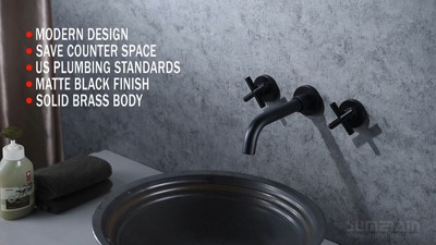 Chrome Wall-Mounted Bathroom Sink Faucet with Dual Handles