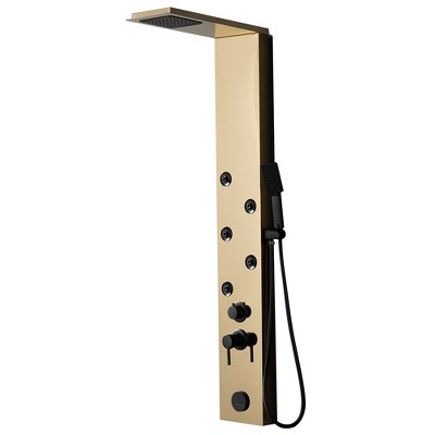 BWE 4-Jet Rainfall Shower Panel System with Rainfall Shower Head and Shower Wand