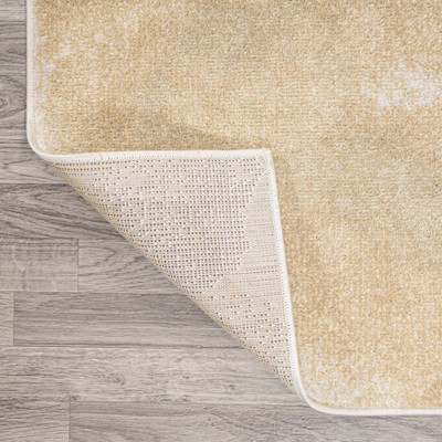 Petalo Modern Abstract Gold and Cream 4'x6' Synthetic Area Rug