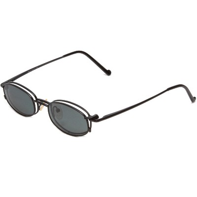 Calabria Magnetic Clip On #210 Unisex Oval Bi-Focal Reading Polarized Sunglasses in Matte Black/Grey +1.50-(Lens Width: 48mm|Temple Length: 140mm)
