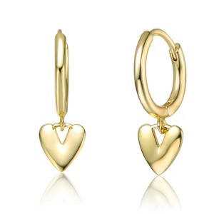 Guili Heart Dangling Earrings in 14k Yellow Gold Plating, A Romantic & Elegant Jewelry Piece That Adds a Touch of Love & Charm to Any Look - 1 of 2