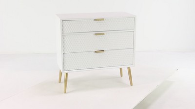 Modern White Wood and Metal 3-Drawer Storage Cabinet