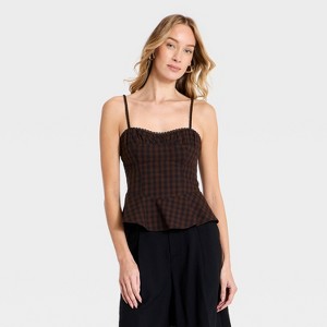 Top de tirantes con corsé para mujer - A New Day™ Negro/Cuadros café