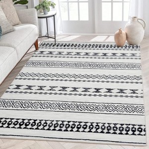 Coucheta Geometric Area Rug Washable Non-Slip Low Pile Stain Resistant Throw Carpet for Living Room Bedroom,Multi-Color & Size - 1 of 4