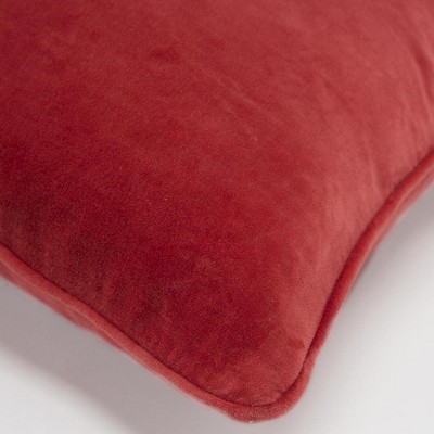 Connie Post 20" x 20" Red Cotton Velvet Pillow Cover