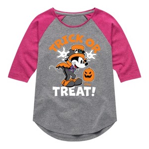 Girls' - Disney - Mickey's Halloween Costume Shirt Tail Raglan Graphic T-shirt - 1 of 3