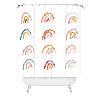 Lyman Creative Co. Rainbows Pastel Shower Curtain White - Deny Designs