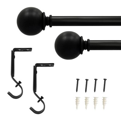 Matte Black 66"-120" Drapery Rod with Sphere Finials