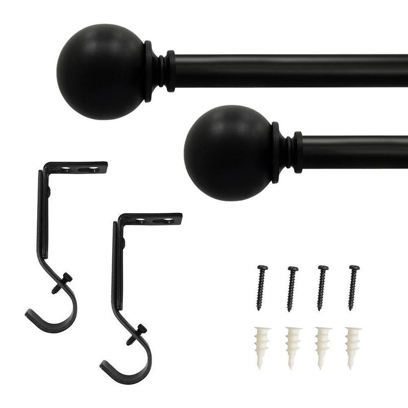 Decorative Drapery Curtain Rod with Sphere Finials Matte Black - Lumi Home Furnishings, 6 of 7