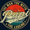Men's Design By Humans Vintage Sunset Papi, The Man, Myth, Legend By COVI T-Shirt - 2 of 2