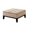 Royal Hampton 36 Inch Ottoman, Split Storage Lid, Tufted Beige Upholstery, Wood - 4 of 4