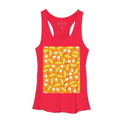 Women's Design By Humans Halloween Candy Corn By NewburyBoutique Racerback Tank Top