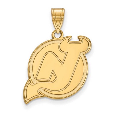 Black Bow Jewelry 14k Yellow Gold New Jersey Devils NHL Large Pendant