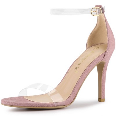 Allegra K Women's Clear Ankle Strap Stiletto Heel Open Toe Sandals