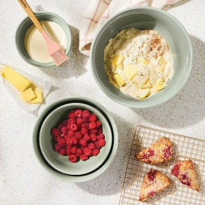 4pc Stoneware Mixing Bowl Set Sage Green - Figmint™