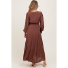 Pinkblush Brown Lace Detail Button Down Maternity Maxi Dress - 4 of 4