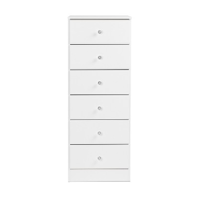 Astrid Crystal White 6-Drawer Contemporary Tall Chest