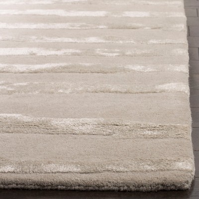 Gray 6' x 6' Square Hand-Tufted Wool and Viscose Area Rug