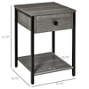 Industrial End Table with Storage Shelf, Accent Side Table with Drawer for Living Room, or Bedroom, Grey - 3 of 4