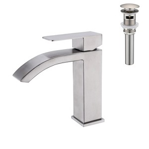 Gulches Waterfall Spout Bathroom Sink Faucet - Single Handle, Stainless Steel, Pop-Up Drain with Overflow - 1 of 4