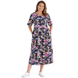 Woman Within Plus Size Petite Button-Front Essential Dress - 1 of 4