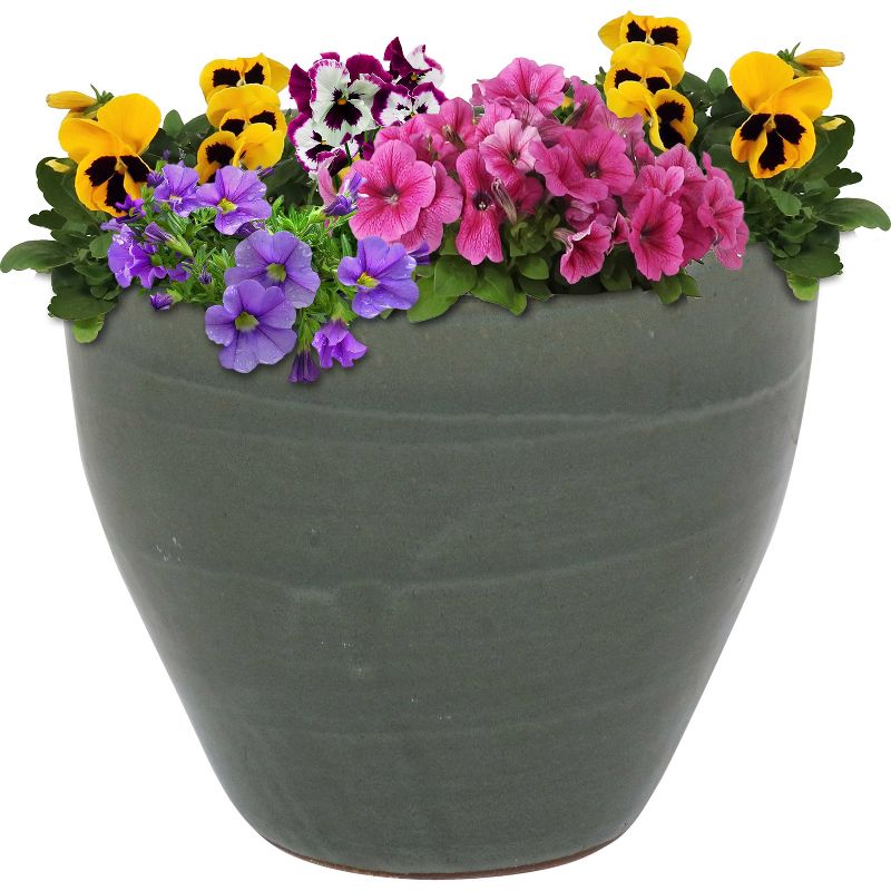 Sunnydaze Resort Outdoor/Indoor High-Fired Glazed UV and Frost-Resistant Ceramic Flower Pot Planter with Drainage Holes - 13" Diameter, 6 of 9