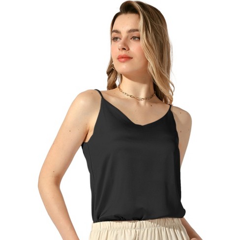 Allegra K Women's Satin V Neck Spaghetti Strap Summer Cami Tops : Target