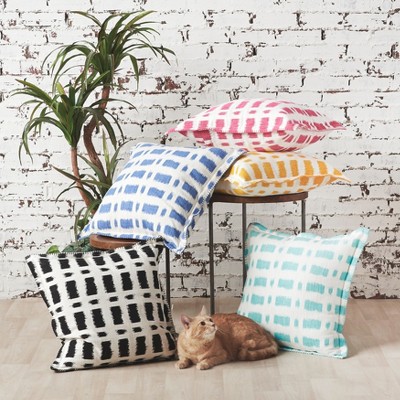 Black and White Ikat Square Throw Pillow