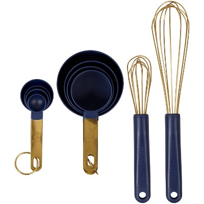 Wilton 10pc Kitchen Utensils Mix and Measure Set Navy Blue/Gold