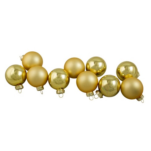 Northlight 9 Shiny Matte Champagne Gold Glass Ball Christmas Ornament Set 2.5" 