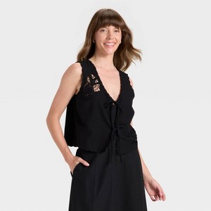 Women's Tie-Front Fashion Vest - Universal Thread™ - 1 of 3