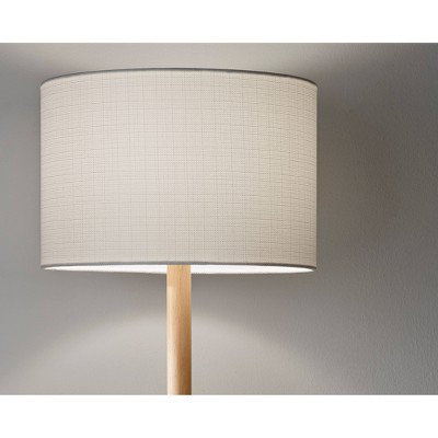 Ellis 58.5" Natural Rubber Wood Floor Lamp with Textured White Shade