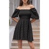 EXLURA Women's Summer Casual Square Neck Dresses Ruffle Short Sleeve Swiss Dot Flowy Mini Dress - 4 of 4