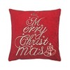 Red Velvet Christmas Throw Pillow with Merry Christmas Embroidery, 20x20 with Insert - 2 of 4
