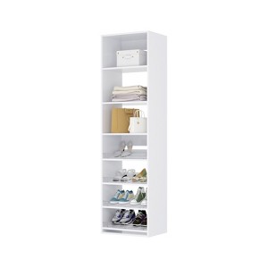 HOMLUX 19.5/25.5/31.5"W White Closet Tower with Half Slanted Shoe Shelves for Shoes Clothes Bags - 1 of 4