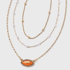 Game Day Football Pendant Necklace Set 3pc - Wild Fable™ Gold - 1 of 3