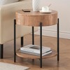 End Table Round Side Table with Drawer Circle End Tables Wooden Bedside Table - 4 of 4