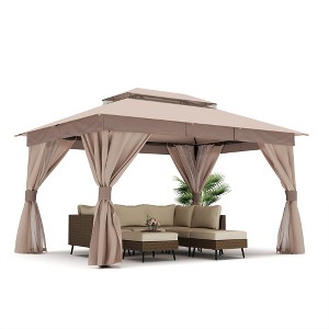 Decksplore 10'x13' Patio Gazebo Outdoor Heavy Duty Party Tent with Double Roofs, Mosquito Nettings and Privacy Screens - 1 of 4
