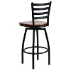 Emma and Oliver 2 Pack Ladder Back Swivel Metal Barstool - 3 of 4
