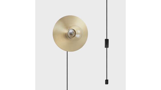 Courtney 1-Light Brass Finish Plug-In or Hardwire Wall Sconce - Globe Electric, 2 of 9, play video