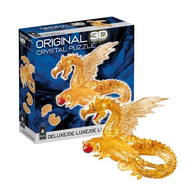 Golden Translucent Dragon 3D Crystal Puzzle with Red Marble