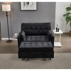TiramisuBest 55" Velvet Foldable Sofa Bed with Adjustable Backrest and USB Port, 2-Seat Convertible Sleeper Couch with Pillows, Gray - 3 of 4