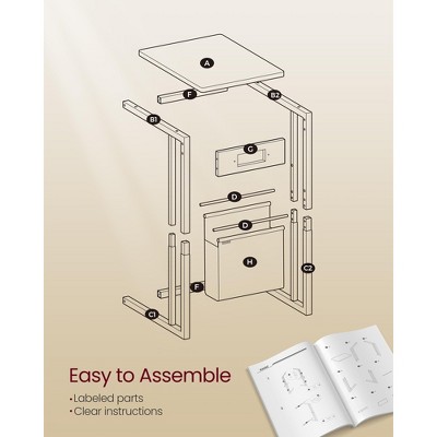 Black Metal C-Shaped Side Table with Charging Station
