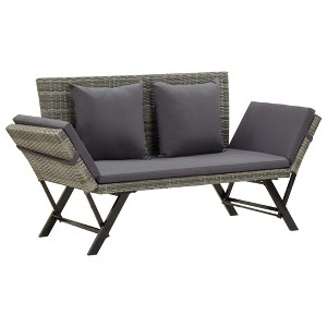 vidaXL Outdoor Sun Bed Grey rattan Poly Rattan 69.3 in - 1 of 4