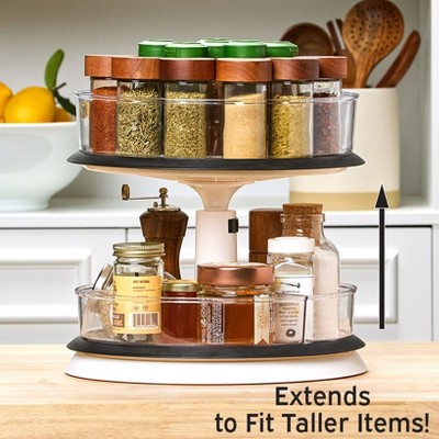 The Lakeside Collection Lazy Susan Turntable 2-Tier Clear Round Plastic Spinning Cabinet Organizer