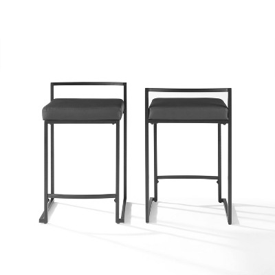 Harlowe Matte Black Vegan Leather Counter Stools, Set of 2