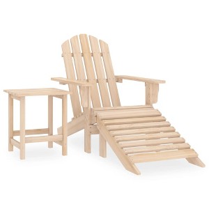 vidaXL Patio Adirondack Chair with Ottoman and Table Solid Fir Wood - 1 of 4